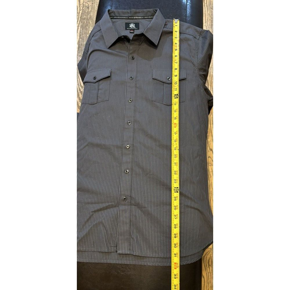 Rock & Republic Men's Sz XXL Long Sleeve Button Down Shirt‎ Gray Pockets - Picture 6 of 7